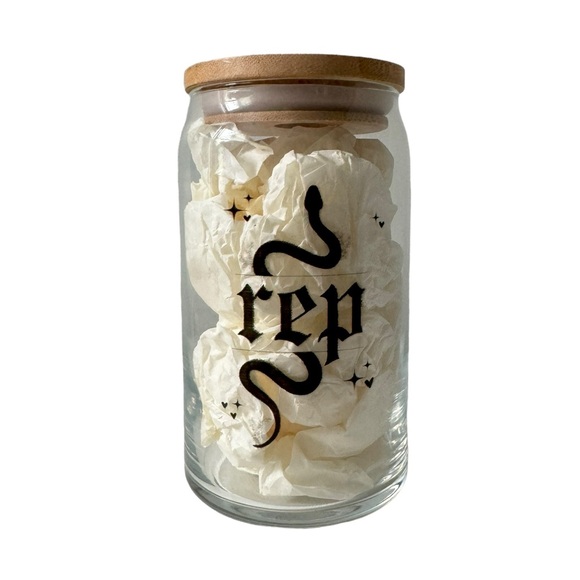 Swift Rep Era Reputation Snake Summer Chic Design Black Mason Jar W/ Bamboo Lid - Picture 1 of 9